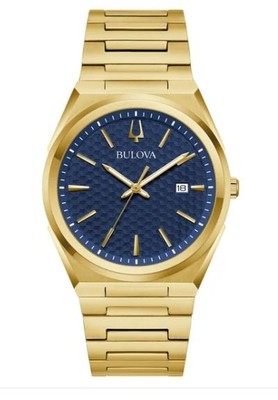 Bulova - Gold Blue Dial Classic Stainless Steel Men's Quartz Watch - 97B233