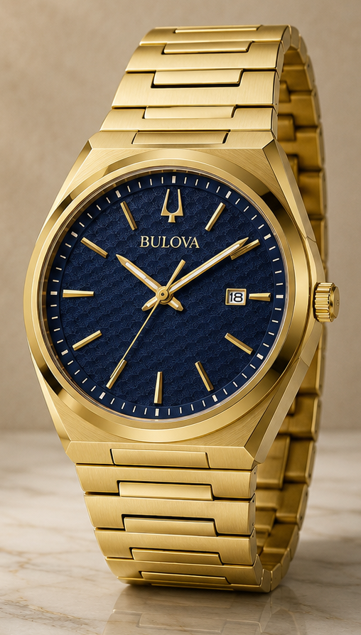 Bulova - Gold Blue Dial Classic Stainless Steel Men's Quartz Watch - 97B233