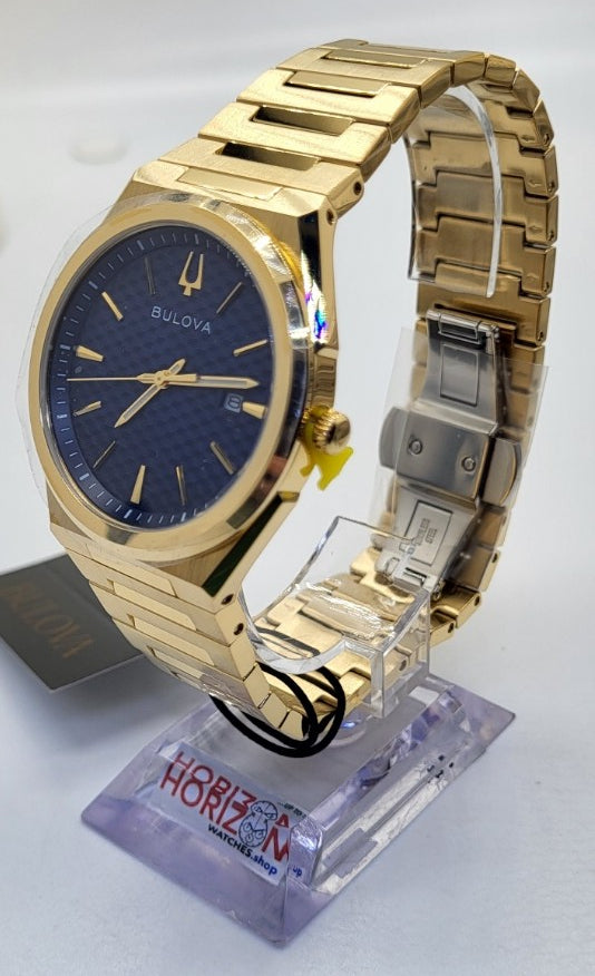 Bulova - Gold Blue Dial Classic Stainless Steel Men's Quartz Watch - 97B233
