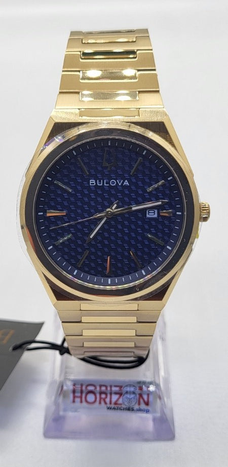 Bulova - Gold Blue Dial Classic Stainless Steel Men's Quartz Watch - 97B233