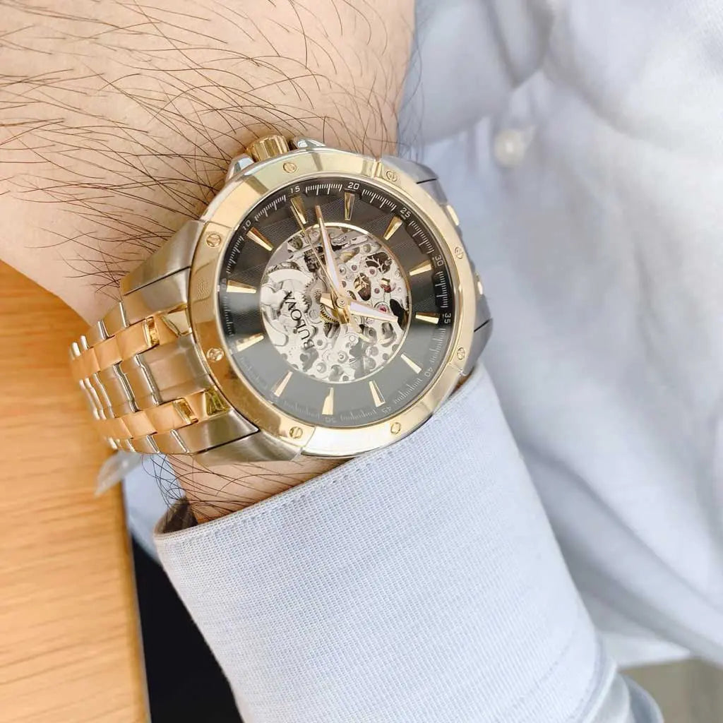 Bulova 43mm Gold Stainless Steel Men's Automatic Watch 98A146