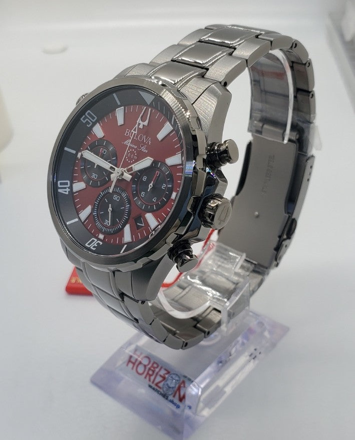 Bulova - Marine Star Stainless Steel Red Men's Quartz Watch - 98B350