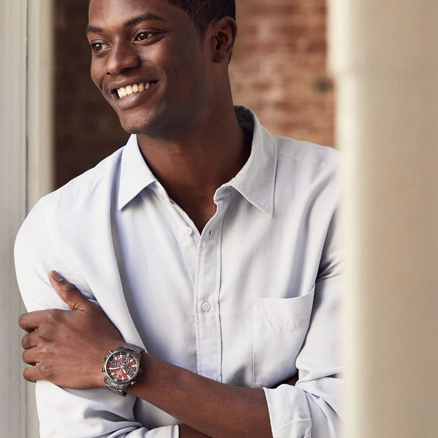 Bulova - Marine Star Stainless Steel Red Men's Quartz Watch - 98B350