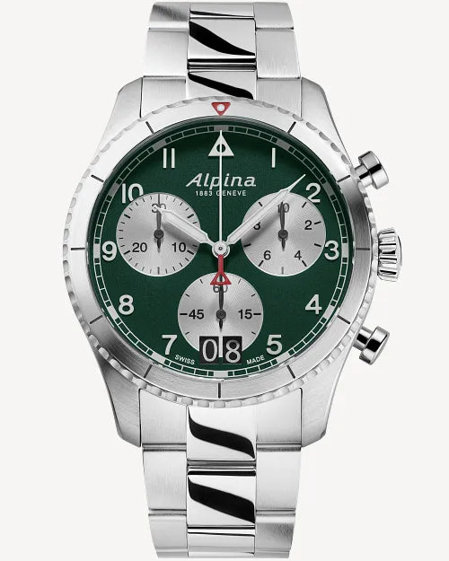 Alpina Startimer Pilot 41mm Green Chronograph Men's Quartz Watch AL-372GRS4S26B
