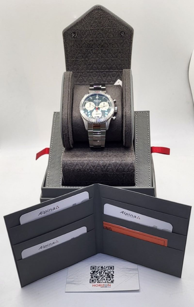 Alpina Startimer Pilot 41mm Green Chronograph Men's Quartz Watch AL-372GRS4S26B