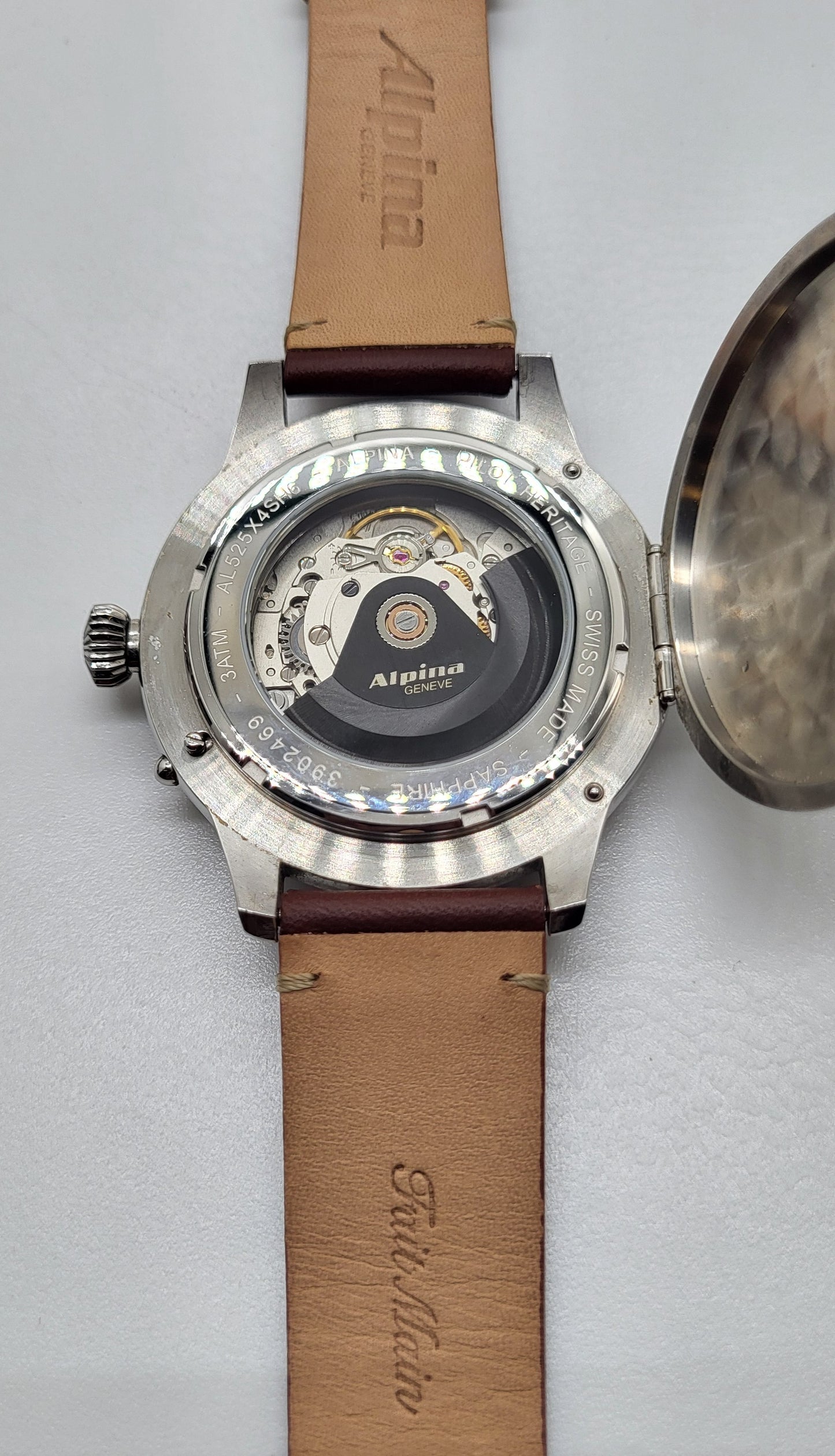 Alpina - Startimer, Stainless Steel White Brown Leather Men's Automatic Watch