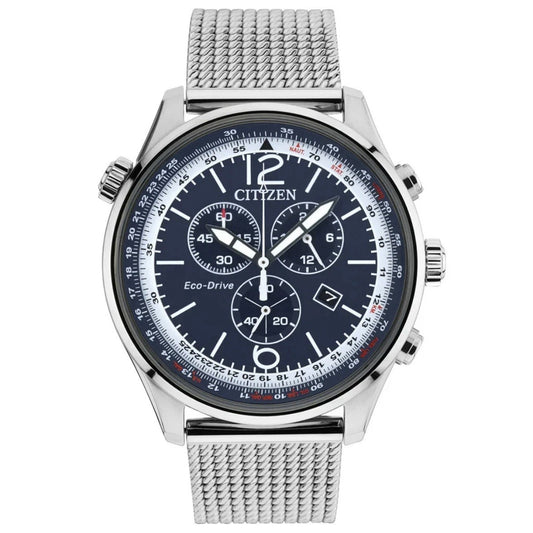 Citizen Eco-Drive 43mm Silver Stainless Steel Men's Quartz Watch AT0361-81L