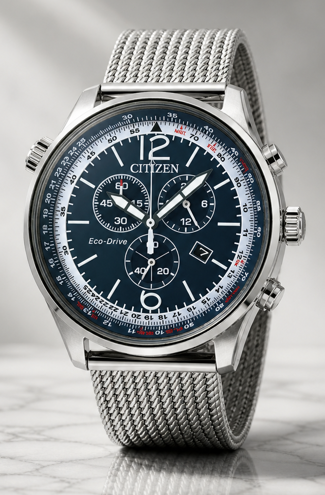 Citizen Eco-Drive 43mm Silver Stainless Steel Men's Quartz Watch AT0361-81L