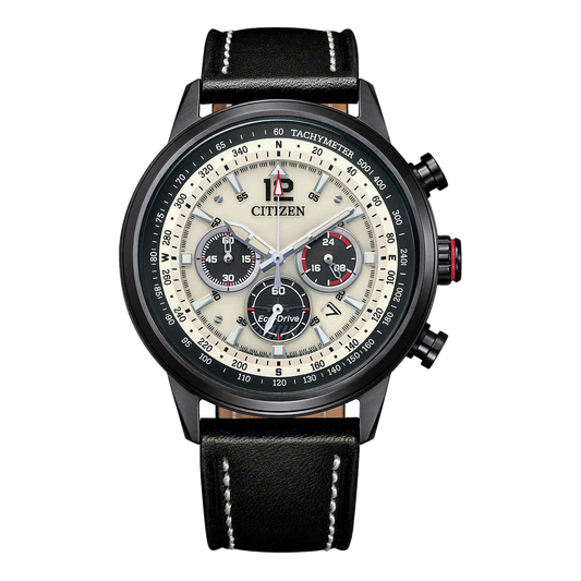 Citizen Eco-Drive Garrison, Leather Strap Men's Chronograph Watch - CA4479-02X