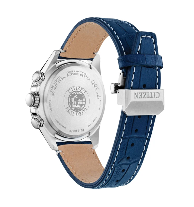 Citizen Eco-Drive Blue Leather Men's Quartz Watch - CB5918-02L