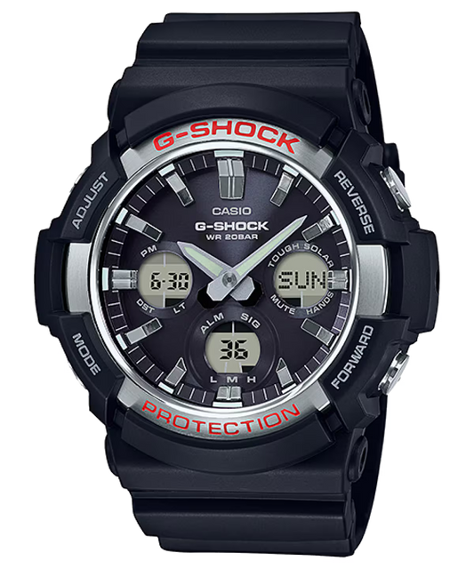 Casio - G-Shock 54mm Black Resin Case Resin Band Men's Wristwatch GAS100-1A