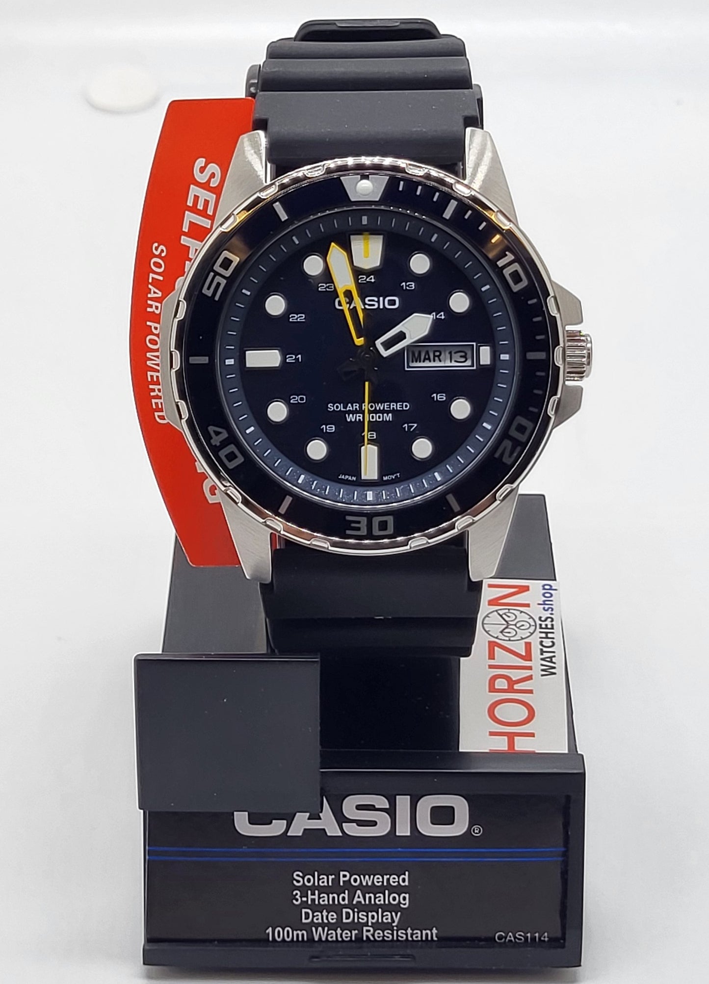 Casio - Stainless Steel Resin Band Men's Quartz Watch - MTPS110-2AV
