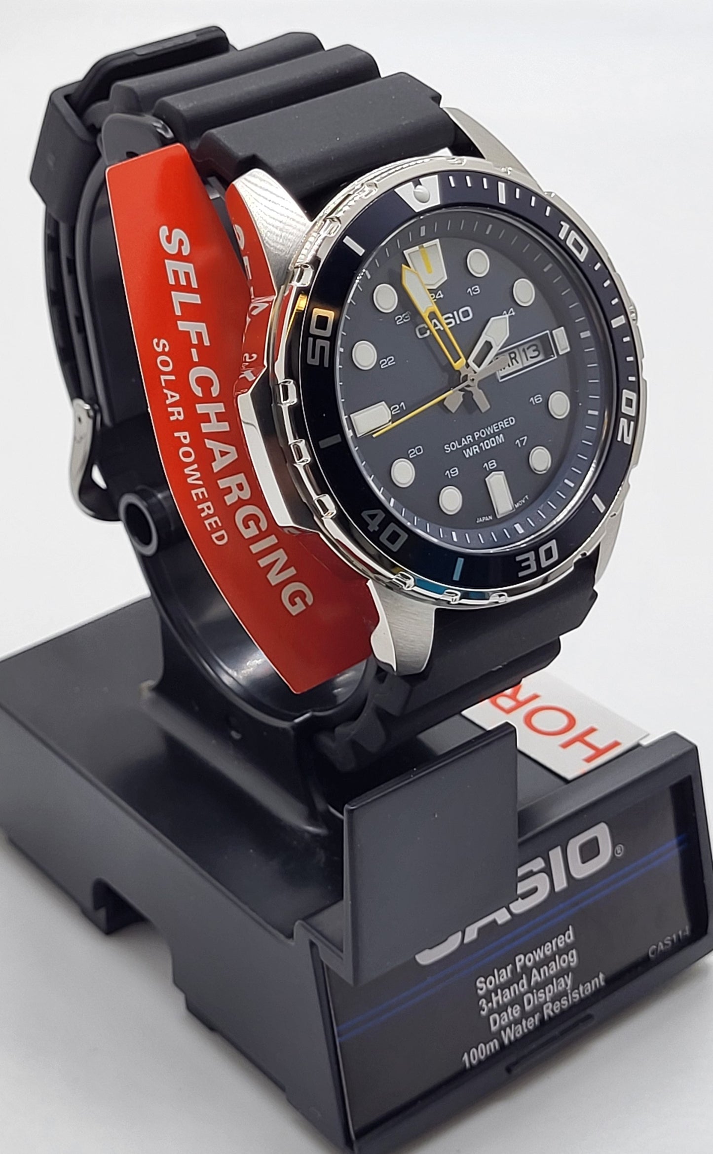Casio - Stainless Steel Resin Band Men's Quartz Watch - MTPS110-2AV