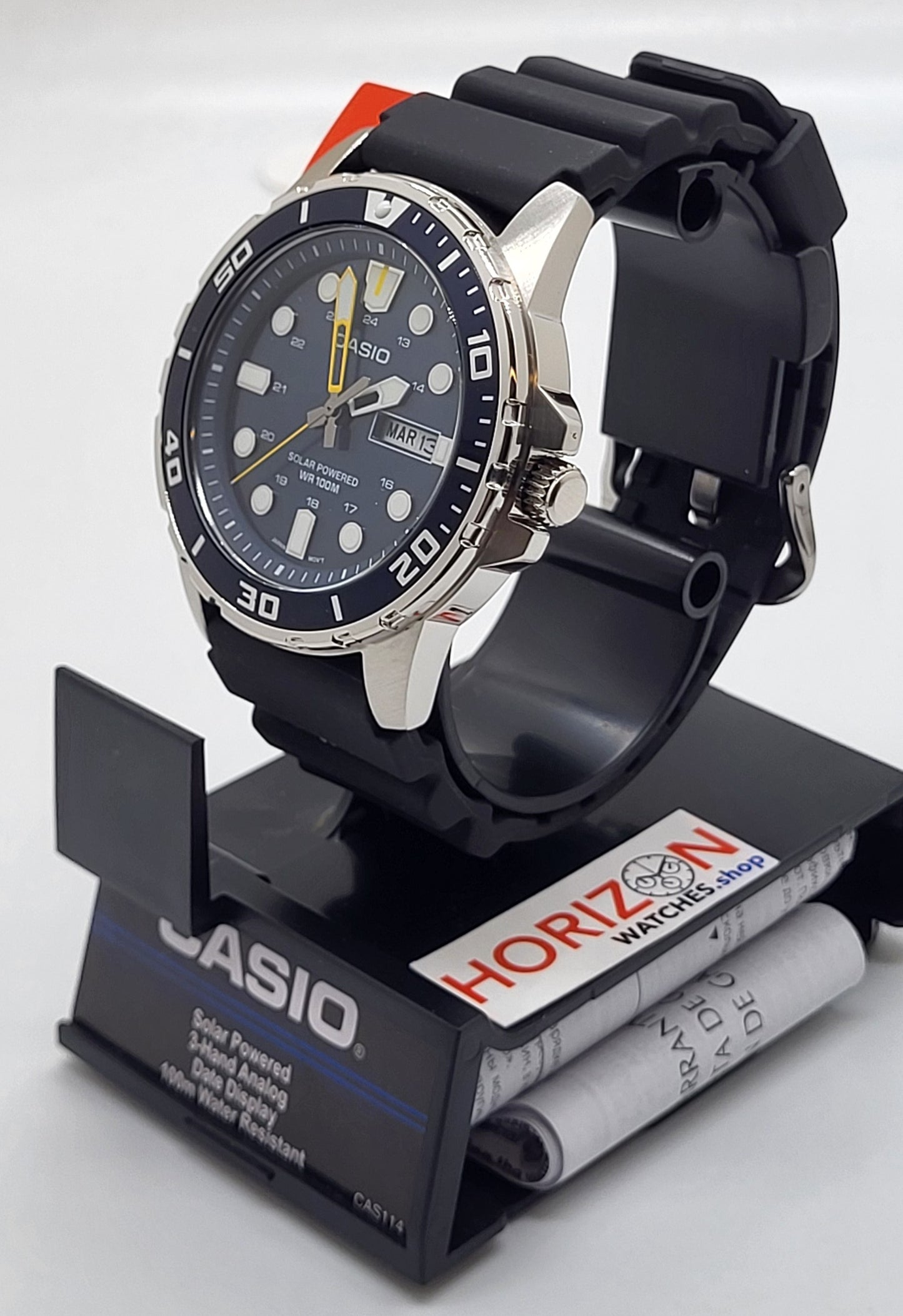 Casio - Stainless Steel Resin Band Men's Quartz Watch - MTPS110-2AV
