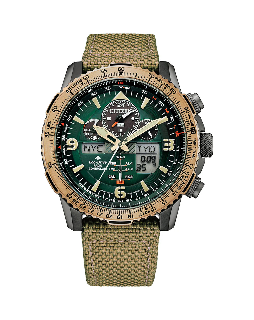 Citizen Promaster Eco-Drive Gray Stainless Steel Khaki Gold NY8074-11X
