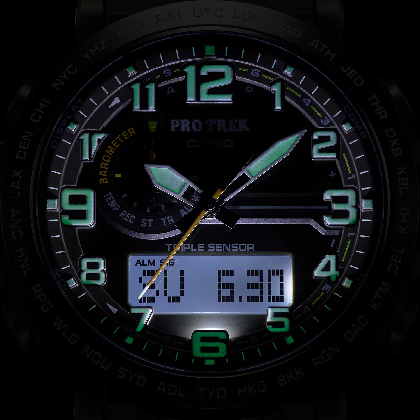 Casio Pro Trek Tough Solar Black Green Men's Quartz Watch - PRG601YB