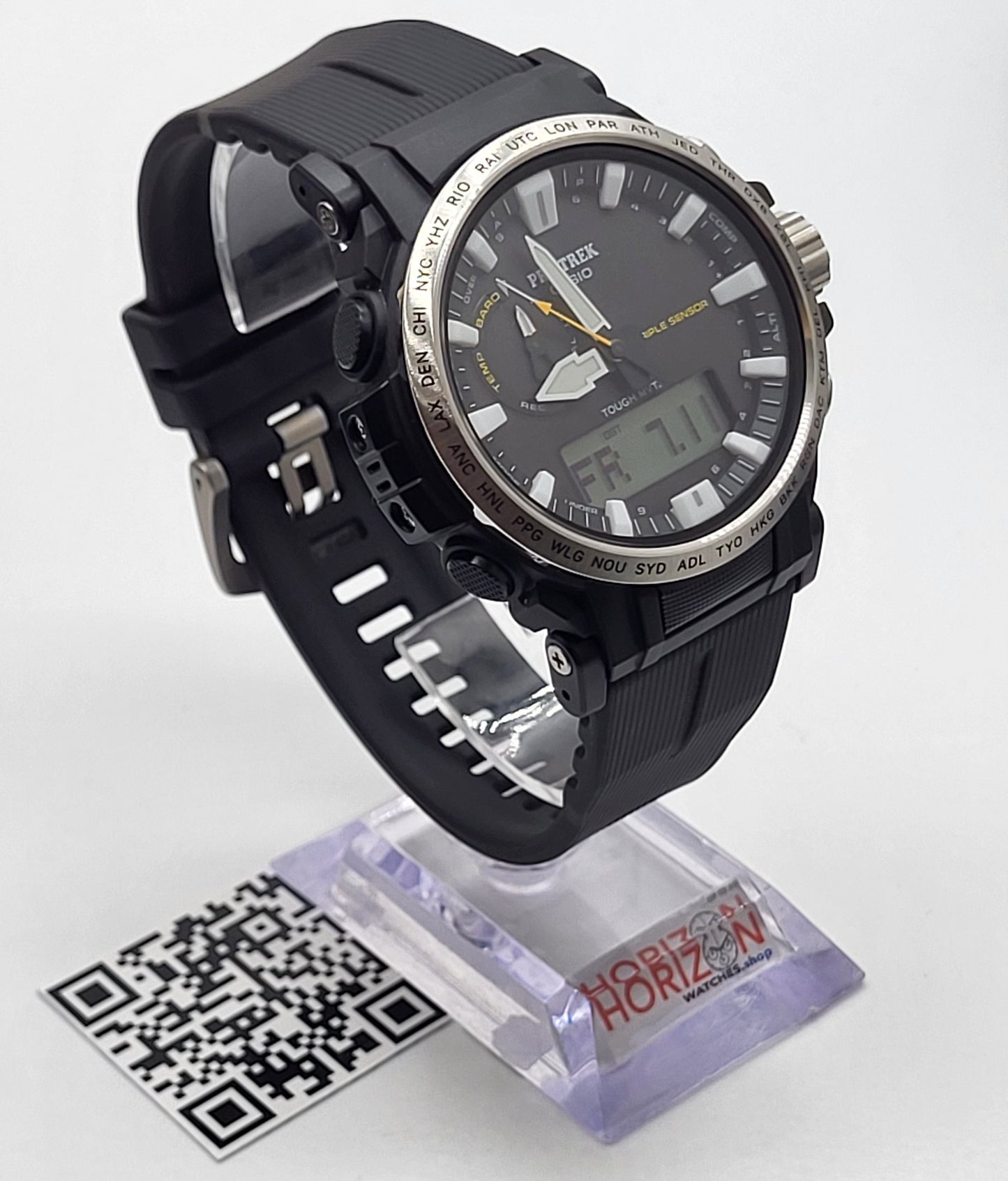 Casio - PROTREK, 51.5mm Black Stainless Black Silicone Band Digital PRW61-1ACR