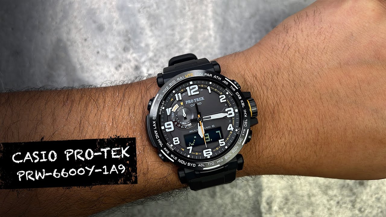 Casio - PROTREK, 51.5mm Black Stainless Steel Case Black Silicone Band Digital Quartz - PRW6600Y-1A9