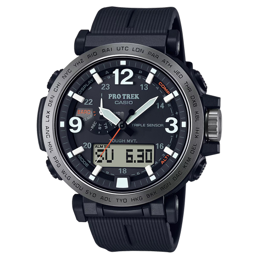 Casio - PROTREK, 51.5mm Black Stainless Black Silicone Band Digital PRW6611Y-1