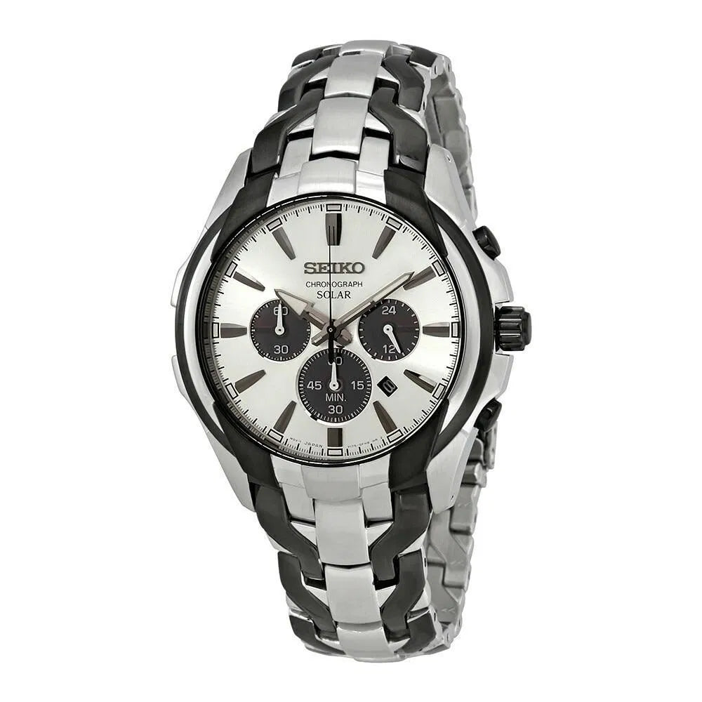 Seiko Two-Tone Solar Silver Chrono Men's Quartz Watch - SSC635