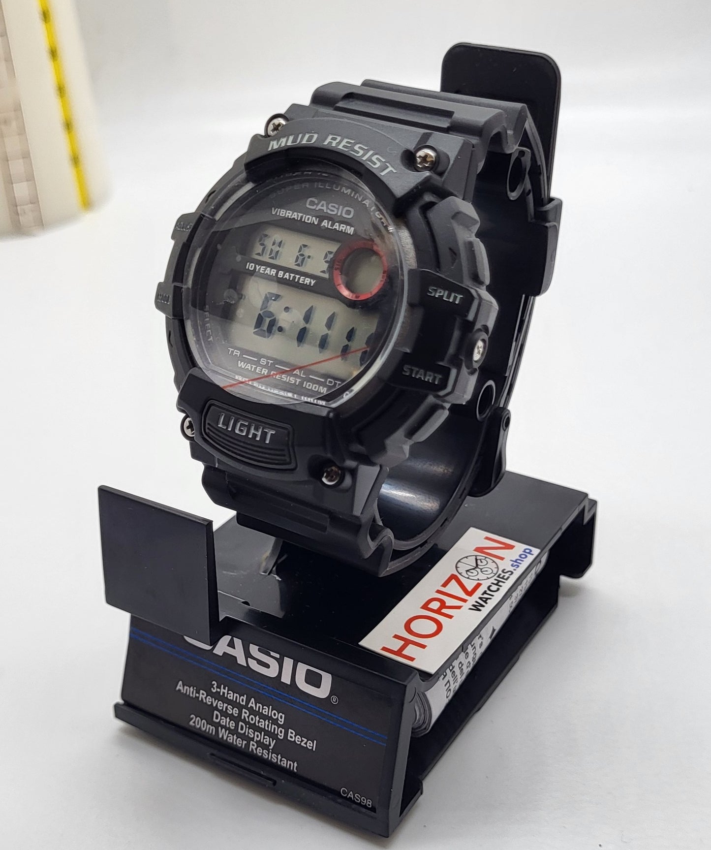 Casio - Super Illuminator, Black Digital Men's Quartz Watch - TRT110H-1AV