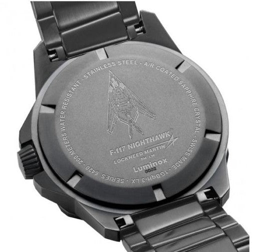 Luminox F-117 Nighthawk GMT Gunmetal Divers Quartz Men's Watch XA.6422