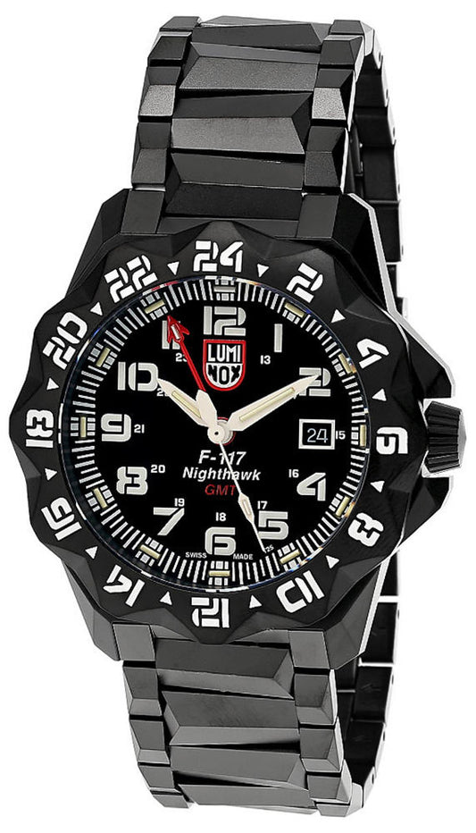 Luminox F-117 Nighthawk GMT Gunmetal Divers Quartz Men's Watch XA.6422