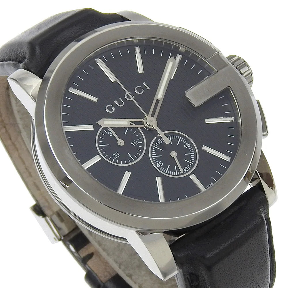 Gucci YA101205 G-Chrono Black Dial Black Leather Men's Watch