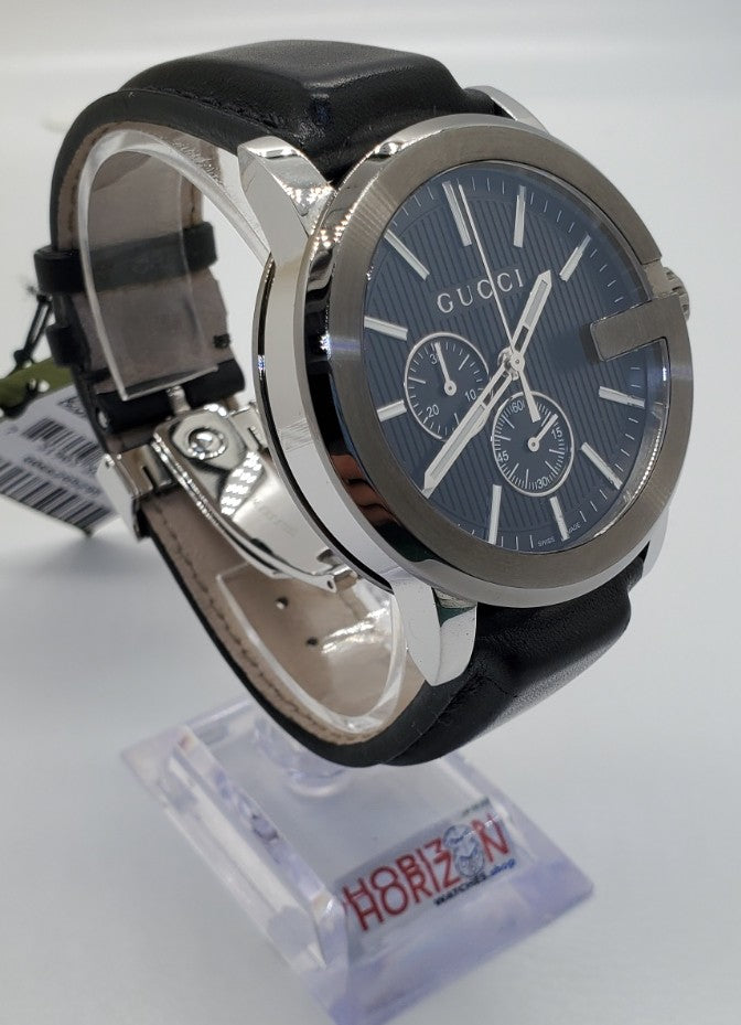 Gucci YA101205 G-Chrono Black Dial Black Leather Men's Watch