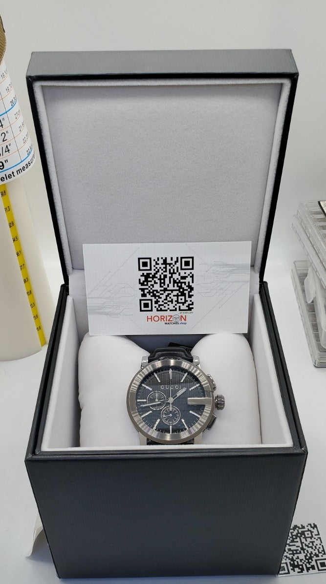 Gucci YA101205 G-Chrono Black Dial Black Leather Men's Watch